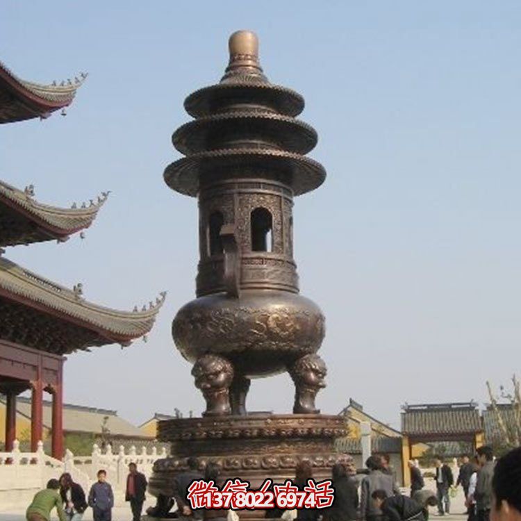 精美鑄銅大型寶蓋香爐，祈福燒香進(jìn)寶