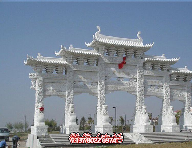 漢白玉五門浮雕景觀牌樓石雕 漢白玉五門浮雕景觀牌樓石雕