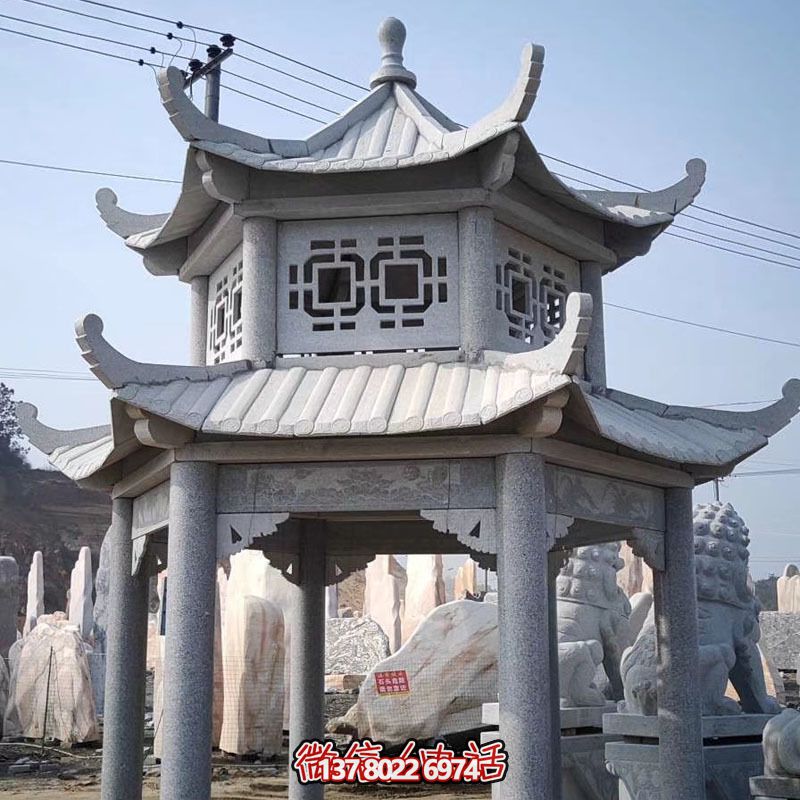 雙層仿古建涼亭，裝點花園、廣場，增添雕塑藝術(shù)氣息