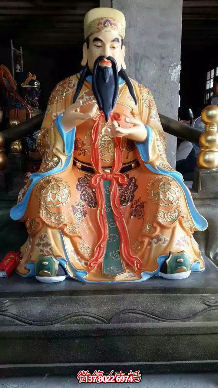 精美供奉財神雕塑，玻璃鋼彩繪絢麗奪目