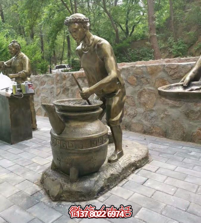 仿銅情景人物玻璃鋼雕塑，環(huán)境美化街道戶外小品