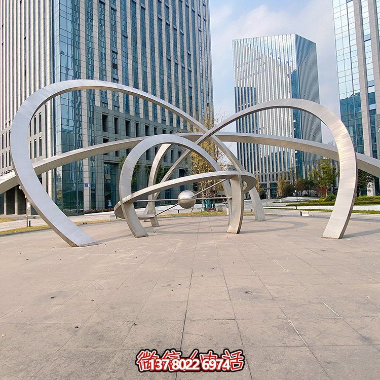不銹鋼雕塑梅花鹿，現代幾何園林景觀裝飾