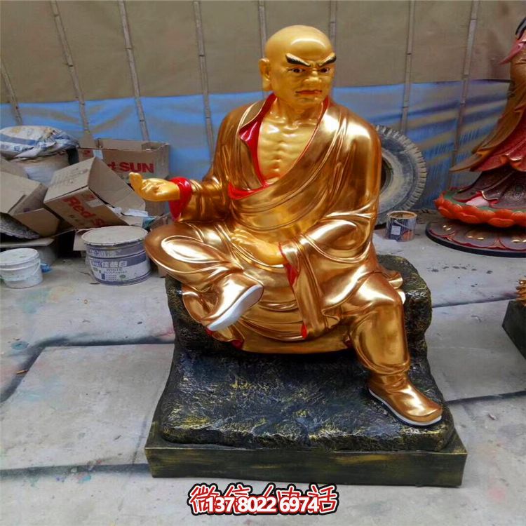 噴金烤漆菩薩雕塑，擁有古老神秘的十八羅漢美學(xué)