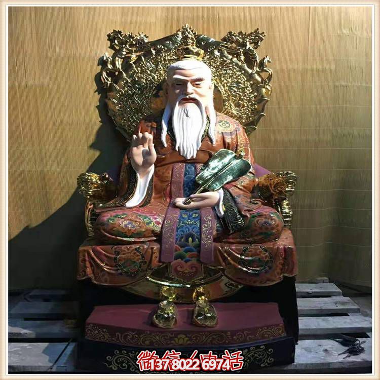 大型玻璃鋼彩繪三清祖師雕塑