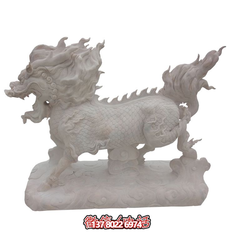 傳承漢白玉石雕麒麟雕塑,美化景區戶外環境 傳承漢白玉石雕麒麟雕塑,美化景區戶外環境