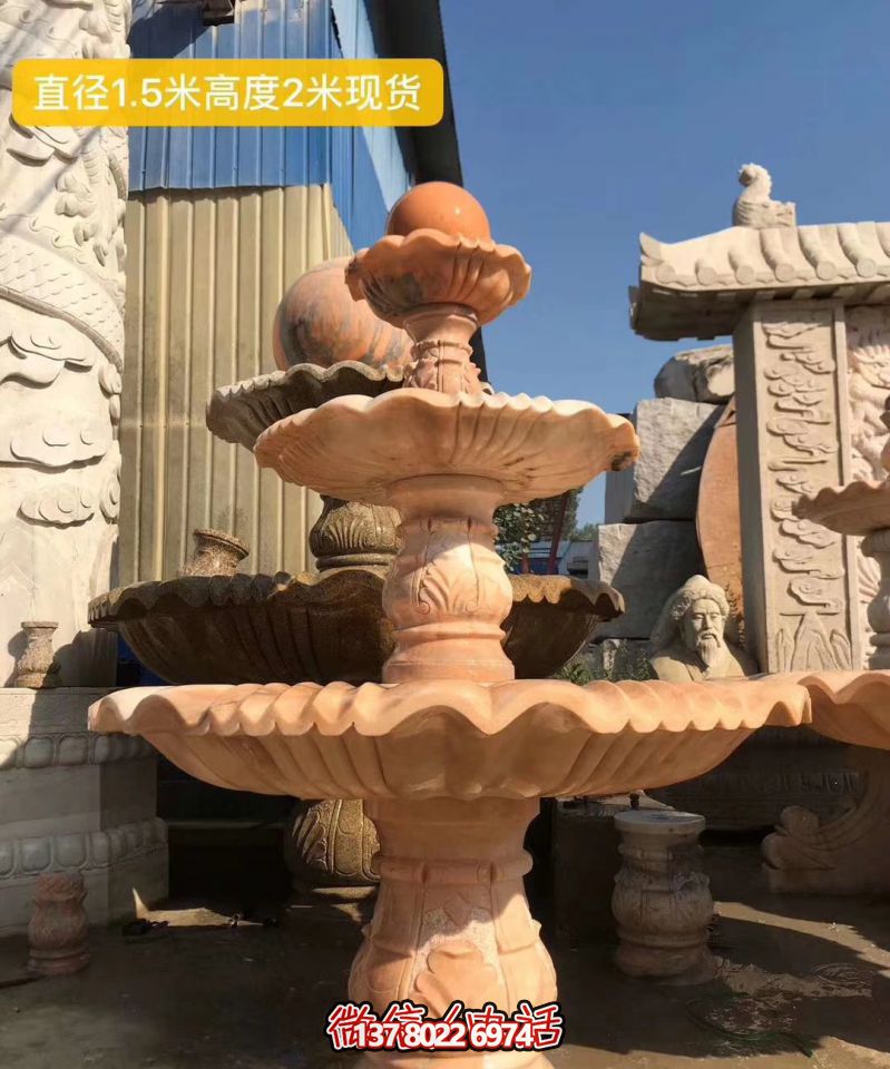 紅色晚霞風(fēng)水球石雕景觀噴泉，點亮小區(qū)美景