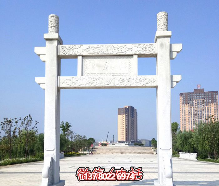 簡易大理石牌樓,為公園廣場擺放單門 簡易大理石牌樓,為公園廣場擺放單門