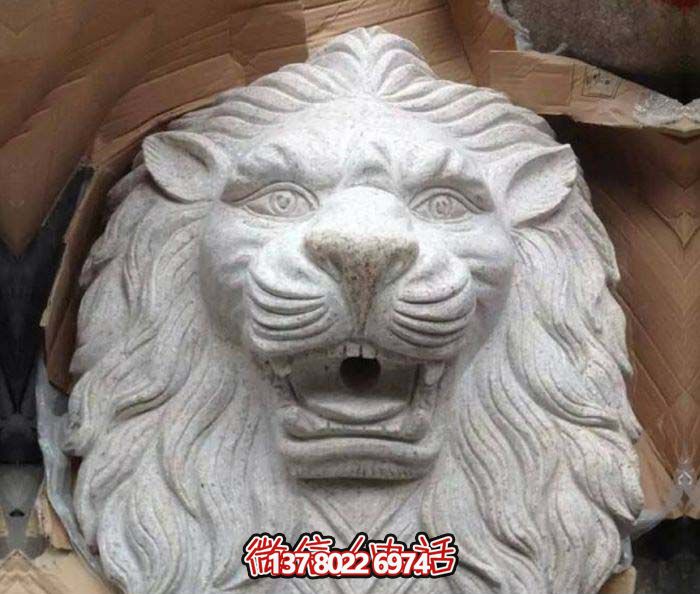景區(qū)庭院大理石石雕兇狠的獅子頭雕塑