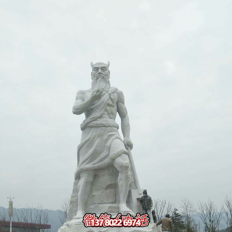 大理石雕刻古代神話人物炎帝雕像景區園林擺件