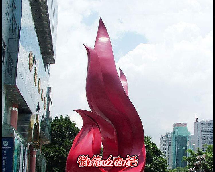 商廈門口裝飾擺放大型紅色個(gè)性飄帶雕塑