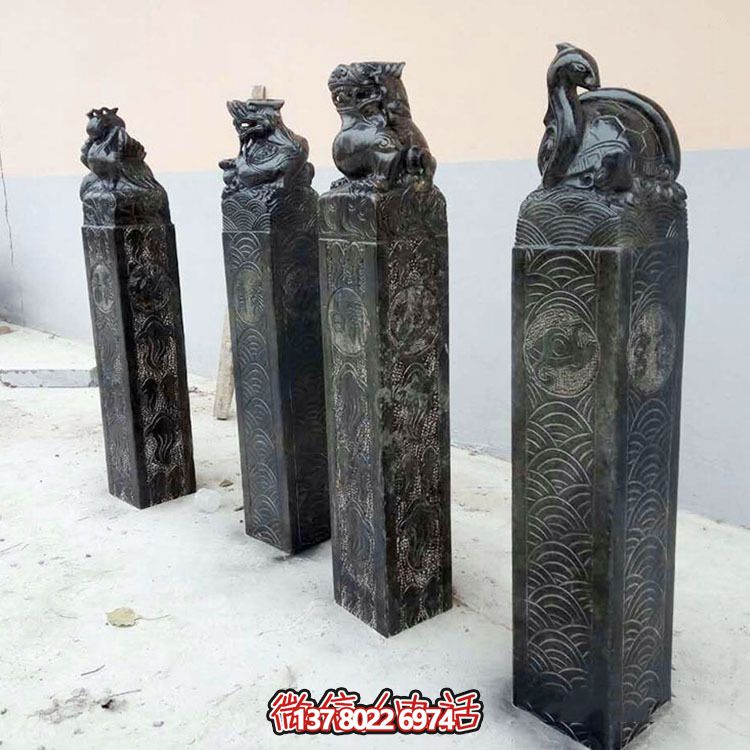 仿古青石四合院擺放神獸拴馬柱雕塑 仿古青石四合院擺放神獸拴馬柱雕塑