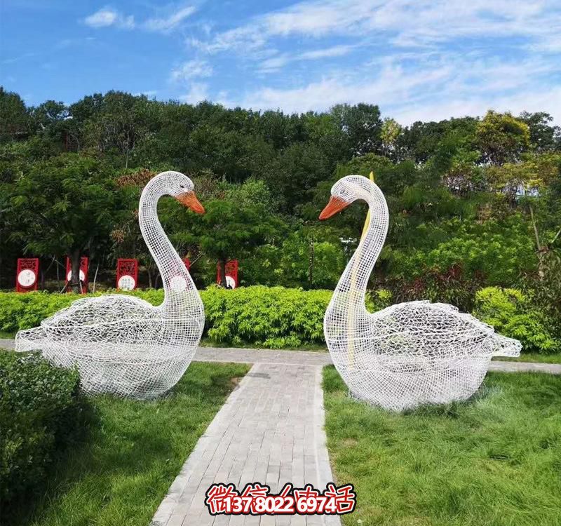 公園景區(qū)戶外金屬鐵藝鏤空天鵝雕塑