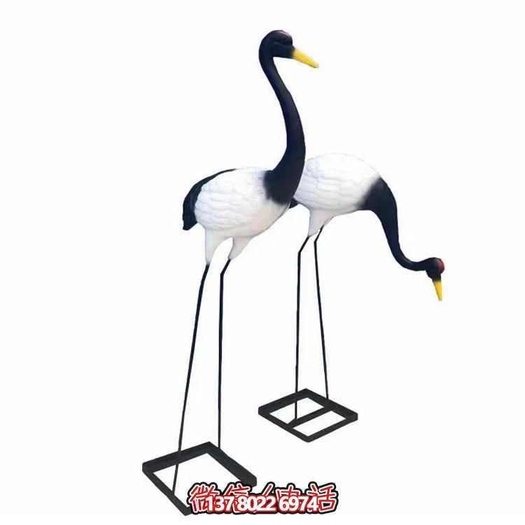 園林池塘擺放玻璃鋼仿真仙鶴動(dòng)物小品