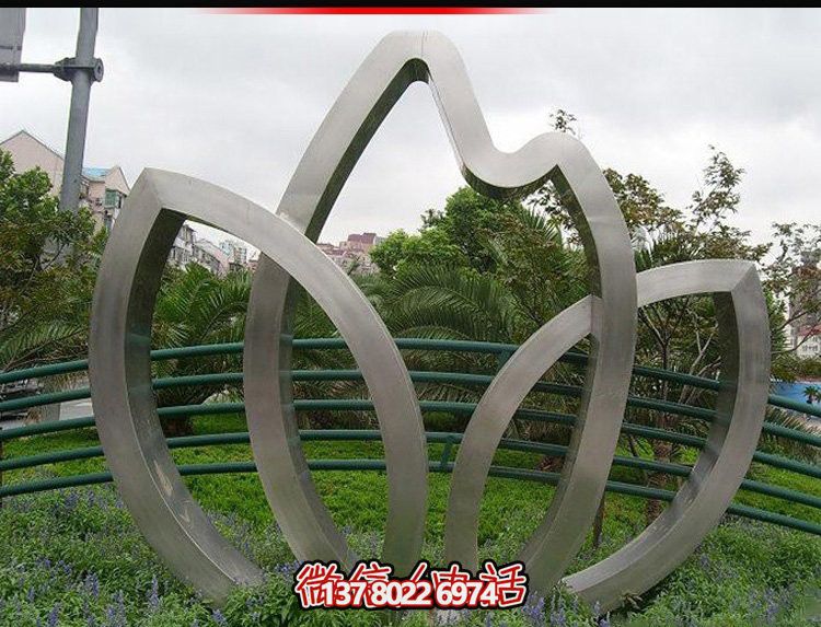 城市花園廣場(chǎng)抽象不銹鋼樹葉雕塑
