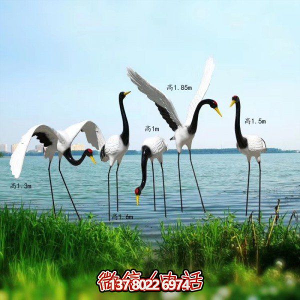 玻璃鋼雕塑仿真仙鶴動物擺件戶外花園裝飾園林假山丹頂鶴景觀小品