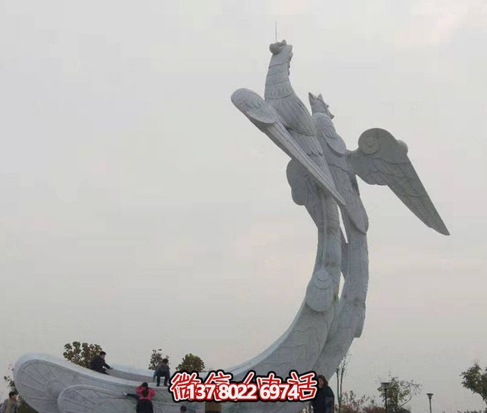 景區(qū)創(chuàng)意不銹鋼兩只飛翔的鳳凰雕塑