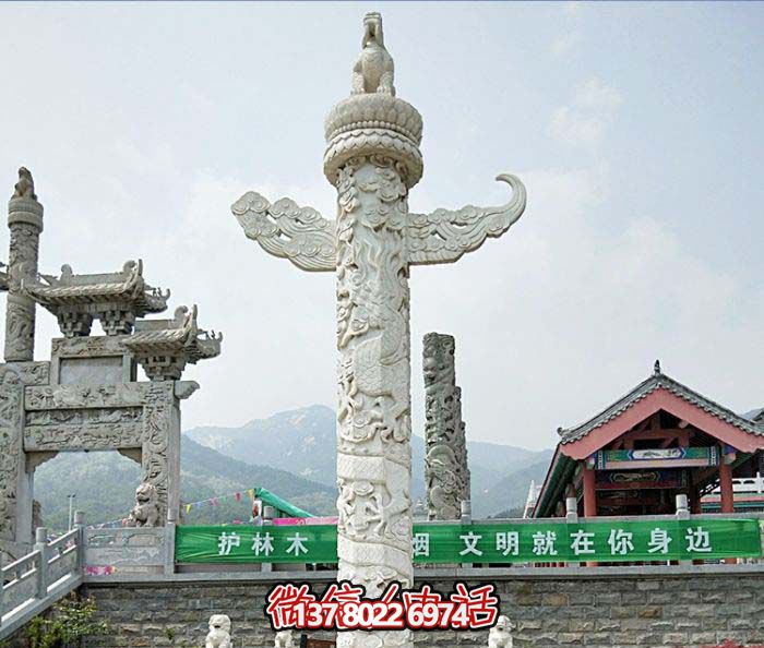 廣場景觀大理石華表龍紋石雕 廣場景觀大理石華表龍紋石雕