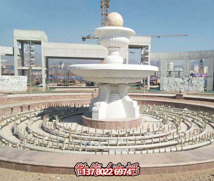 廣場景觀漢白玉風水球噴泉石雕 廣場景觀漢白玉風水球噴泉石雕