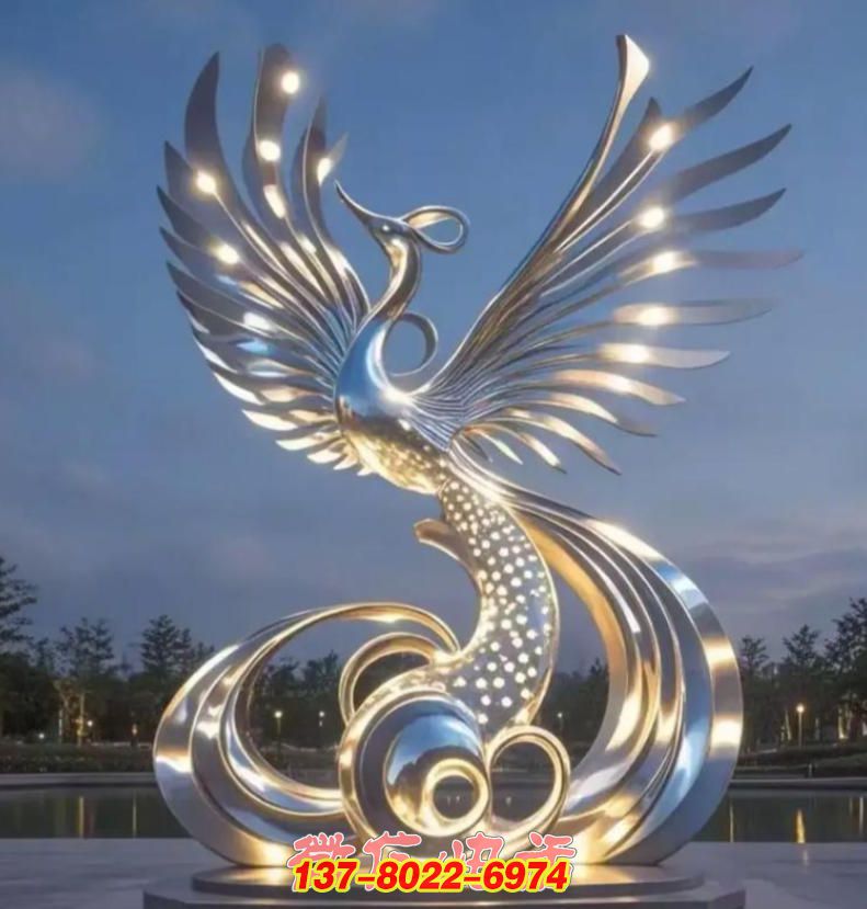 不銹鋼鳳凰景觀雕塑：金屬藝術與祥瑞意象的融合之作