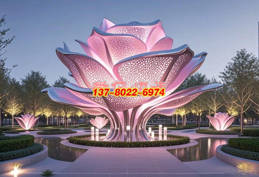 綻光粉蕊：不銹鋼花之景觀雕塑